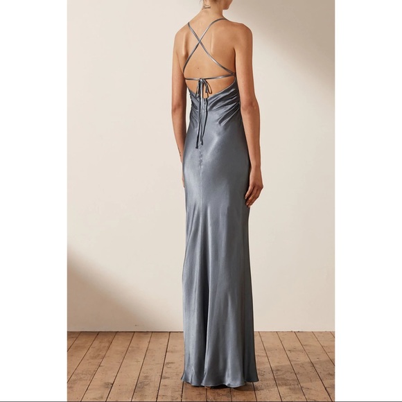 Shona Joy La Lune Lace Back Maxi Dress - Blue Smoke - Picture 2 of 14